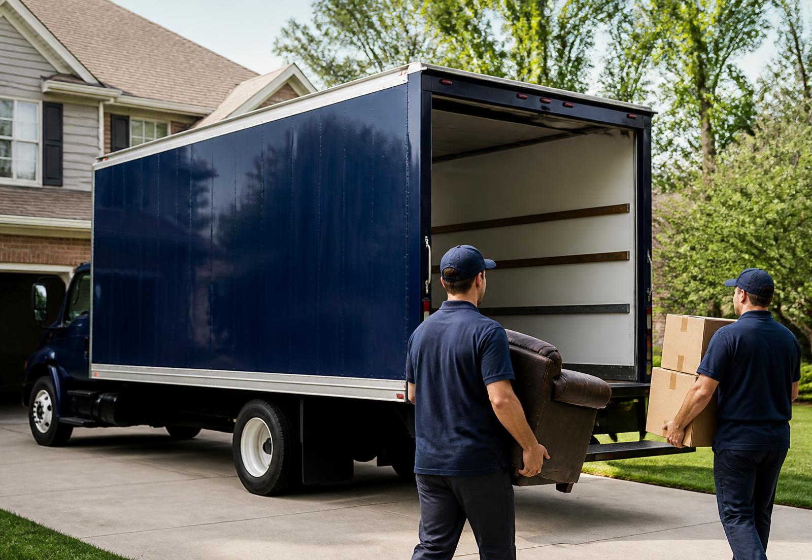 BIGWHEEL crew loading furniture and boxes into a junk removal truck